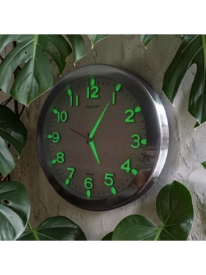 Bahat Fosforlu Karanlıkta Parlayan 3D Krom Çerçeveli Sessiz Akar Saniye Duvar Saati Çap 26 cm