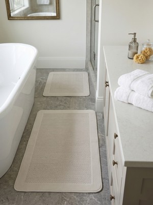 My Evilla Sisal Vektör Kaymaz Tabanlı Kolay Silinebilir 2li Beyaz Banyo Paspas Seti 60X100-50X60