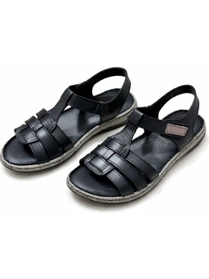 Patron Shoes Hakiki Deri Ortopedik Taban Kadın Sandalet Günlük Rahat Yazlık Cırt Cırtlı Konfor Sandalet