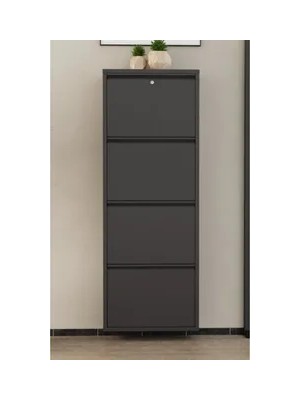 Vivense Fbt Kilitli Metal Ayakkabılık, Antrasit, 4 Kapaklı