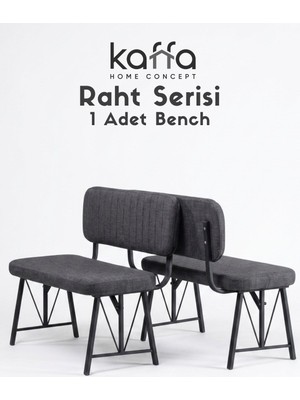 Kaffahome Raht Serisi Metal Iskeletli Bench - 90 cm Keten Kumaş Modern Mutfak & Antre Pufu - 1 Adet Antrasit
