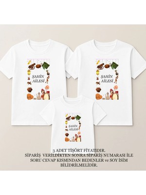 Shain Kişiye Özel Hayırlı Ramazanlar Ramadan Mubarak Aile Kombin Baskılı Beyaz Tişört T-Shirt