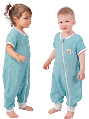 Sare Baby Müslin Uyku Tulumu 0.5 Tog Oeko-Tex Sertifikalı %100 Doğal Pamuk Turkuaz Rengi