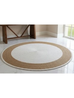 Vivense Luna Yuvarlak Halı, Beyaz Natural, 100 cm