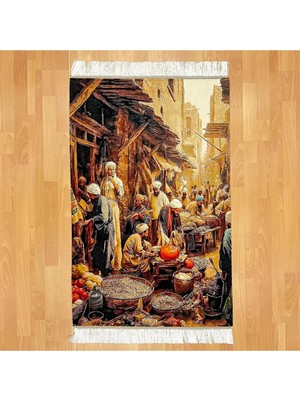 Mevlana Bazaar Şark Pazarı Desenli 80 x 120 Duvar Halısı