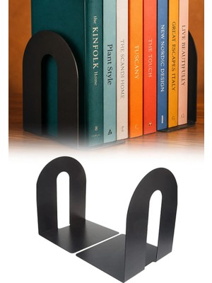 Omilife Siyah Metal Kitap Desteği 2 Adet Kitap Tutucu Ev Ofis Dekoratif Kitap Ayracı