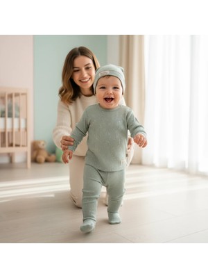 Ürünya Unisex Bebek Pamuklu Şapkalı 3'lü Takım