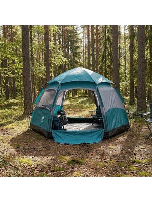 Roichil® 4 Kişilik Otomatik Kamp Çadırı – Altıgen Tasarım, Çift Kapılı, Suya Dayanıklı, Hızlı Kurulumlu Geniş Aile Outdoor Çadırı 240X240X160 cm