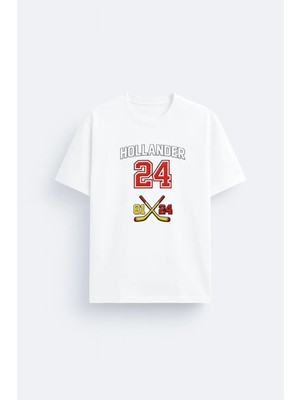 Shain Heated Rivalry Hollander Jersey 24 Yazılı Baskılı Çift Taraf Baskılı Unisex Beyaz Tişört T-Shirt