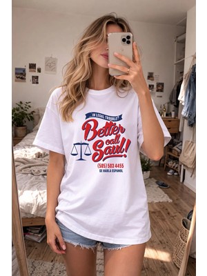 Shain Better Call Saul Baskılı Bisiklet Yaka Beyaz Tişört T-Shirt