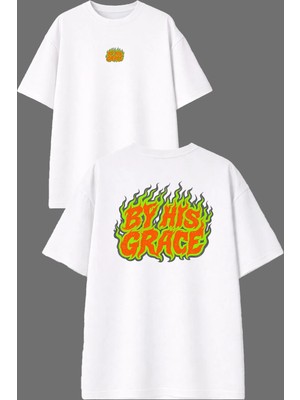 Vsrn By Hıs Gra Tasarım Ön Arka Baskılı Beyaz Oversize T Shirt