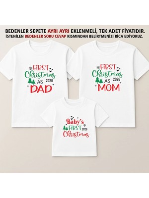 Shain Ilk Baba Anne Bebek Yılbaşı Noel Baba Temalı Baskılı Anne Baba Çocuk Aile Tişört Kombin