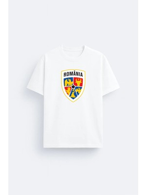 Shain Romanya Romania Baskılı Bisiklet Yaka Siyah Tişört T-Shirt