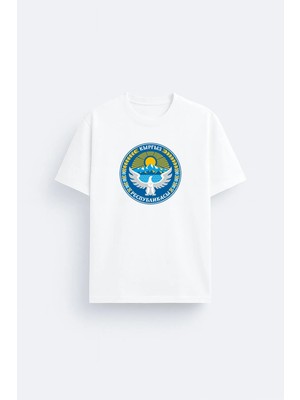 Shain Kırgızistan Baskılı Bisiklet Yaka Siyah Tişört T-Shirt