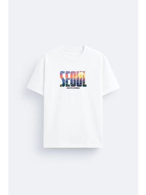 Shain Güney Kore Baskılı Bisiklet Yaka Siyah Tişört T-Shirt