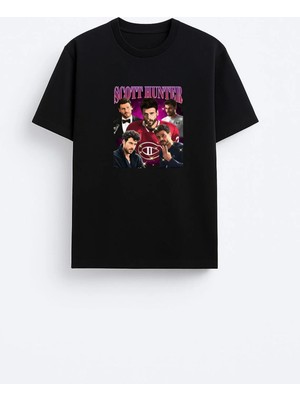 Shain Scott Hunter Heated Rivalry Baskılı Bisiklet Yaka Unisex Siyah Tişört T-Shirt