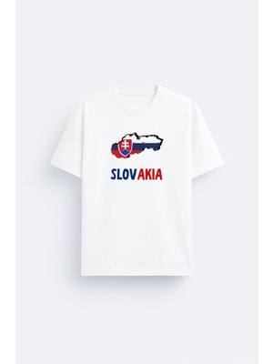 Shain Slovakya Baskılı Bisiklet Yaka Siyah Tişört T-Shirt