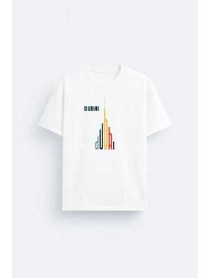 Shain Dubai Baskılı Bisiklet Yaka Siyah Tişört T-Shirt