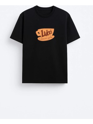 Shain Gilmore Girls Baskılı Bisiklet Yaka Siyah Tişört T-Shirt