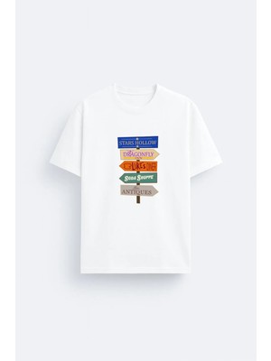 Shain Gilmore Girls Baskılı Bisiklet Yaka Beyaz Tişört T-Shirt