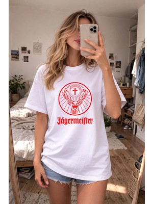 Shain Jagger Baskılı Bisiklet Yaka Beyaz Tişört T-Shirt