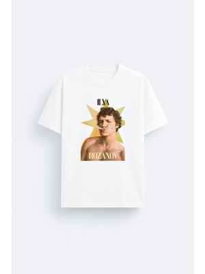 Shain Heated Rivalry Ilya Rozanov Baskılı Bisiklet Yaka Beyaz Tişört T-Shirt