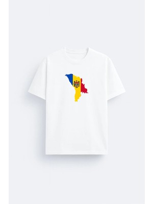 Shain Moldova Baskılı Bisiklet Yaka Siyah Tişört T-Shirt