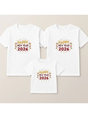 Shain 2026 Yeni Yıl Yılbaşı Noel Baba Christmas Baskılı Anne Baba Çocuk Aile Tişört Kombin