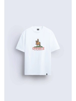 Shain Cowgirl Pinterest Baskılı Bisiklet Yaka Beyaz Tişört T-Shirt