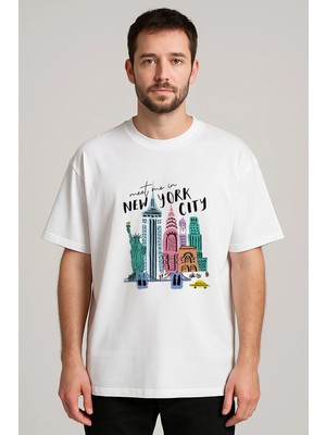 Shain Pinterest Baskılı Bisiklet Yaka Beyaz Tişört T-Shirt