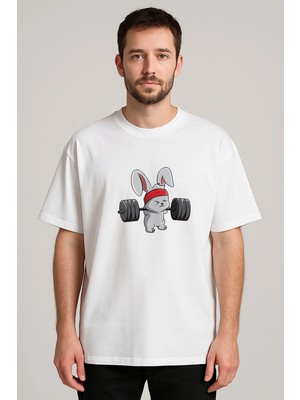 Shain Pinterest Baskılı Bisiklet Yaka Beyaz Tişört T-Shirt