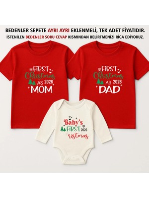 Shain Dad Mom Yeni Ilk Yıl Yılbaşı Noel Christmas Baskılı Anne Baba Bebek Aile Tişört Zıbın Kombin