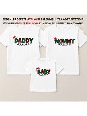 Shain Daddy Mommy Baby Yılbaşı Noel Baba Christmas Baskılı Anne Baba Çocuk Aile Tişört Kombin