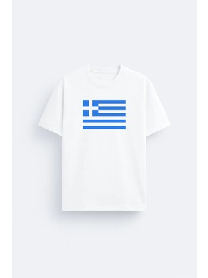 Shain Yunanistan Greece Baskılı Bisiklet Yaka Siyah Tişört T-Shirt