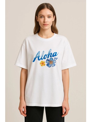 Shain Pinterest Baskılı Bisiklet Yaka Beyaz Tişört T-Shirt