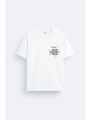 Shain Koca Baba Babalar Günü Baskılı Pamuklu Kumaş Beyaz Tişört T-Shirt