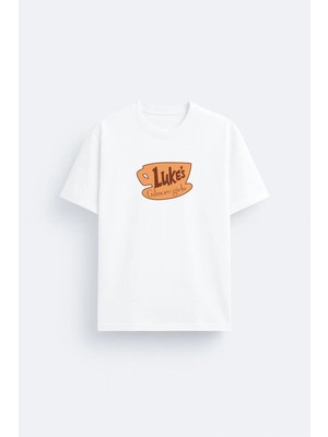 Shain Gilmore Girls Baskılı Bisiklet Yaka Beyaz Tişört T-Shirt