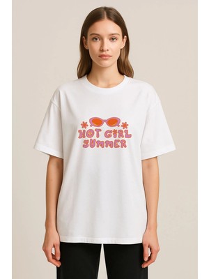 Shain Pinterest Baskılı Bisiklet Yaka Beyaz Tişört T-Shirt