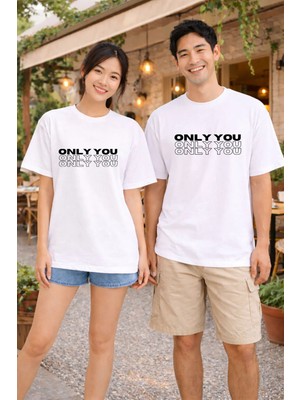 Shain Only You Sadece Sen Sevgililer Günü Çift Kombin Beyaz Tişört Bedenler Sepete Ayrı Ayrı Eklenmeli