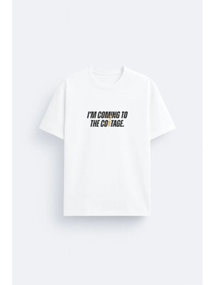 Shain Heated Rivalry I'm Comıng To The Cottage Baskılı Bisiklet Yaka Beyaz Tişört T-Shirt