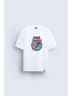 Shain Pink Floyd Baskılı Bisiklet Yaka Beyaz Tişört T-Shirt