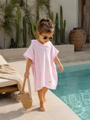 Beyge Baby %100 Pamuk Çift Katlı Müslin Kumaştan Bebek Panço