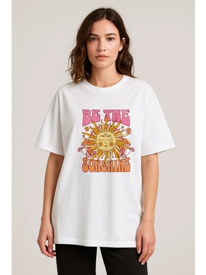 Shain Pinterest Baskılı Bisiklet Yaka Beyaz Tişört T-Shirt