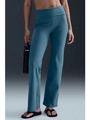 Nike Training One High Rise Foldover Pants Kadın Yüksek ve Katlanabilir Bel Eşofman Altı Mavi