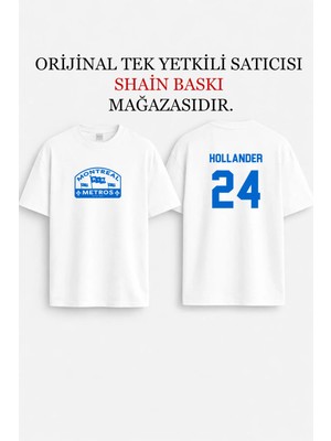 Shain Hollander 24 Heated Rivalry Dizi Baskılı Bisiklet Yaka Çift Taraflı Beyaz Tişört T-Shirt