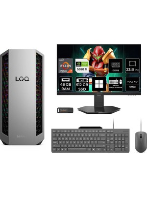 Lenovo Loq Tower Ryzen 7 8745HX RTX5060TI 8gb 48GB Ram 512GB SSD 23.8" Fhd WIN11 Home 91DF006LTRP389 Gaming Masaüstü Bilgisayar & Per4 USB