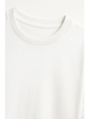 Shain Kovboy Baskılı Bisiklet Yaka Beyaz Tişört T-Shirt