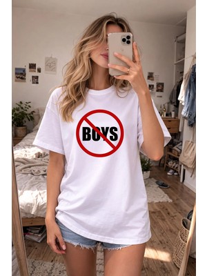 Shain Boys Baskılı Bisiklet Yaka Beyaz Tişört T-Shirt