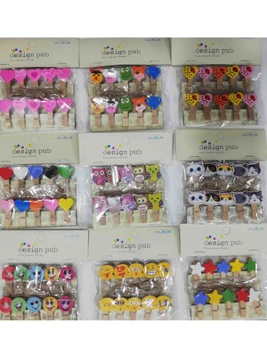 Mudanis 10'lu Şekilli Ahşap Mandallar 3.5cm (10'lu Set-10 Paket)
