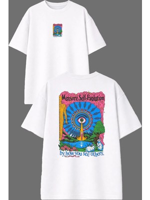 Vsrn By How You Tasarım Ön Arka Baskılı Beyaz Oversize T Shirt